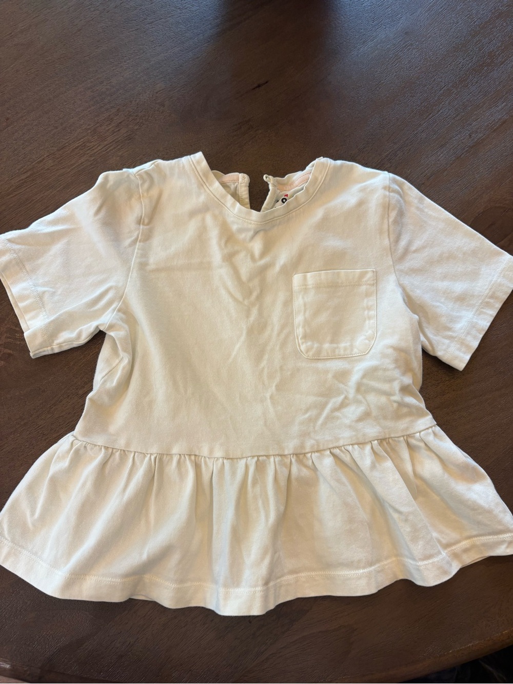 Mini Boden Cream Peplum Tee with Chest Pocket